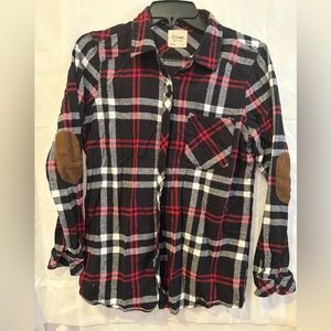 Ci Sono‎ Plaid Collection Button Down Shirt Black Red White Women's Large